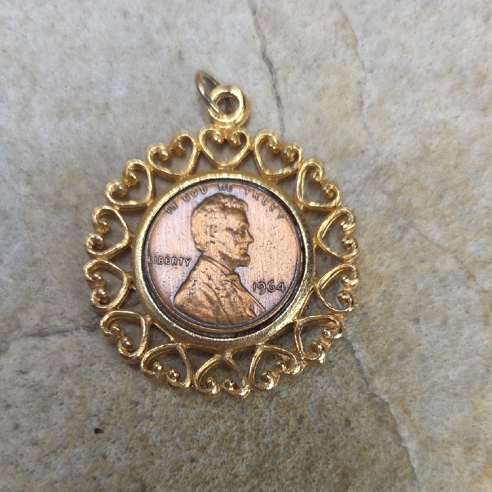 WLP 1 CENT 1964 PENDANT VINTAGE Gold Filled